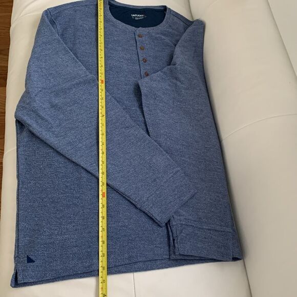 UNTUCKIt Trey French Terry Men's Blue Henley Shirt Long Sleeve Soft Size XXXL - Picture 6 of 10